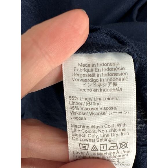 J Crew Dress Women 4 Navy Blue Mini Linen Pockets Beach Shift Minimalist Coastal - Picture 4 of 8